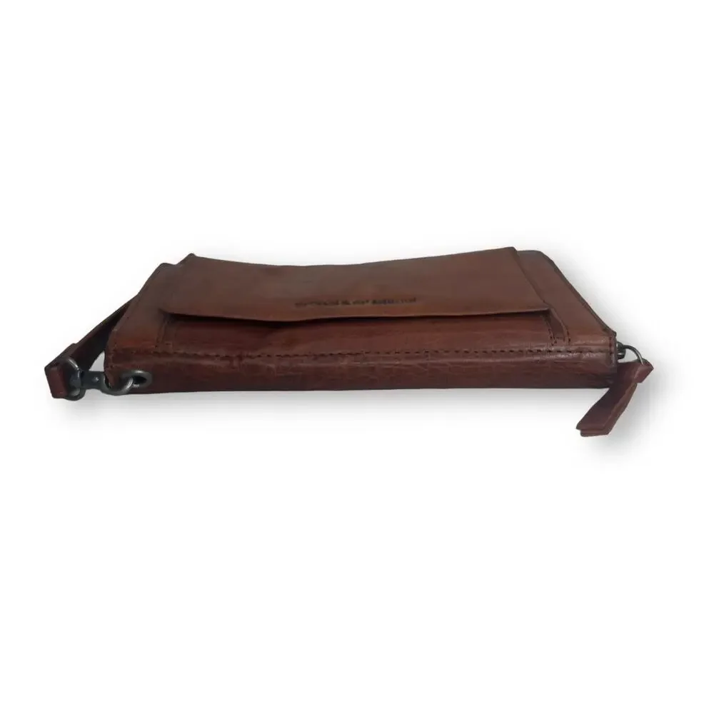 Spikes and Sparrow Brandy Brown Leather Aspen Wristlet Zip Wallet RFID Protected